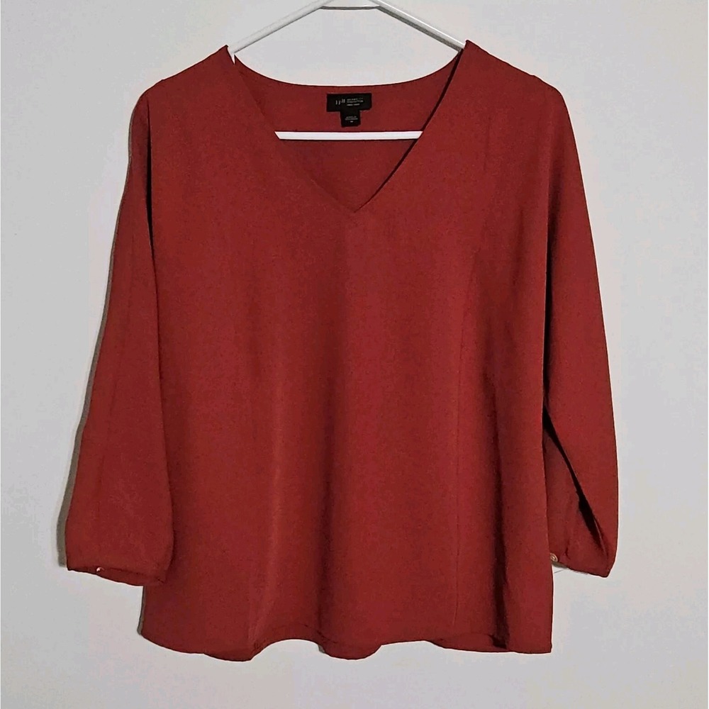 J. Jill Blouse Womens Size M Wearever Easy Care V-Neck Top Rust Fall Color